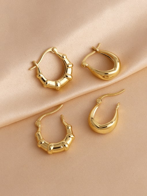 CC Brass Geometric Minimalist Huggie Earring 0