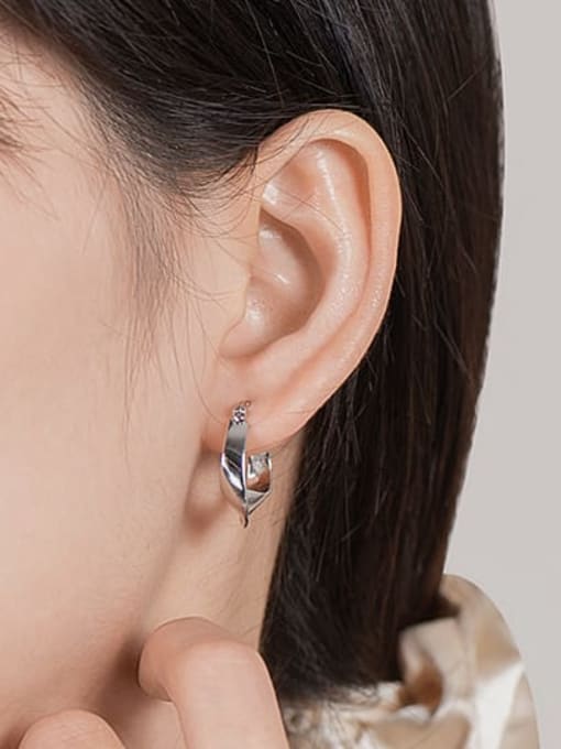 XBOX 925 Sterling Silver Geometric Minimalist Huggie Earring 1