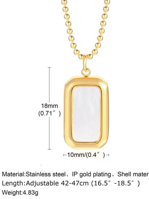 CONG Titanium Steel Shell Rectangle Minimalist Necklace 2