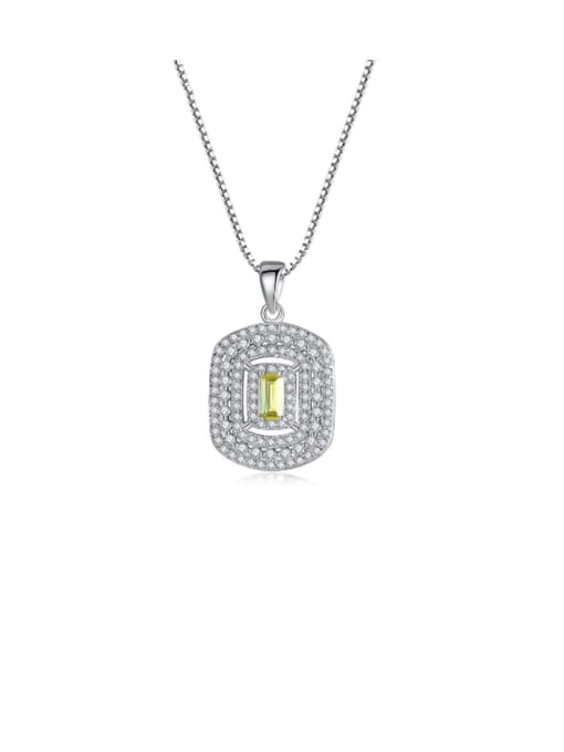 CCUI 925 Sterling Silver Cubic Zirconia Luxury square pendant Necklace 0
