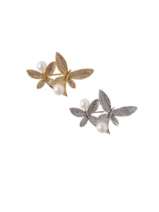 My Model Copper Cubic Zirconia White Butterfly Luxury Brooches 0