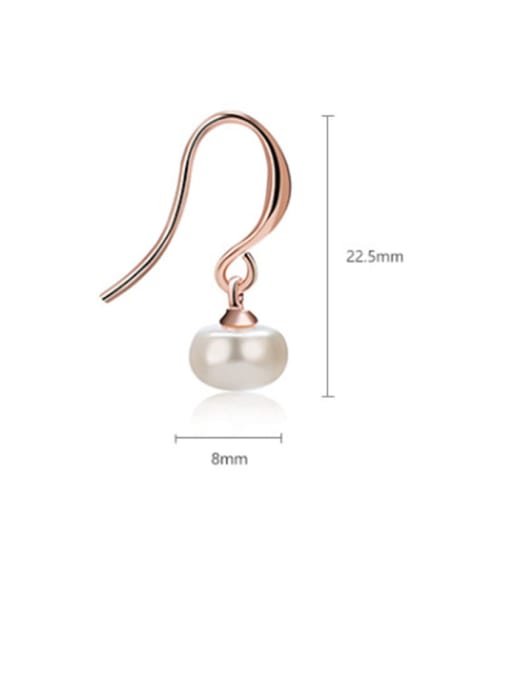 BLING SU Copper Imitation Pearl Round Minimalist Hook Earring 2