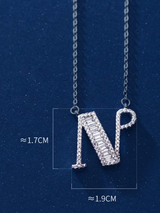 Letter N 925 Sterling Silver Simple Fashion full diamond letters pendant  Necklace