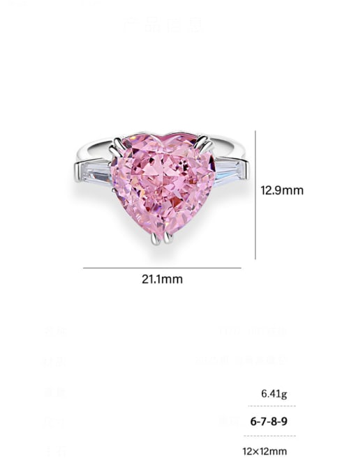 BC-Swarovski Elements 925 Sterling Silver High Carbon Diamond Heart Dainty Cocktail Ring 2