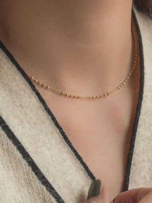 GROSE Titanium Steel Geometric Vintage Bead Chain Necklace 1
