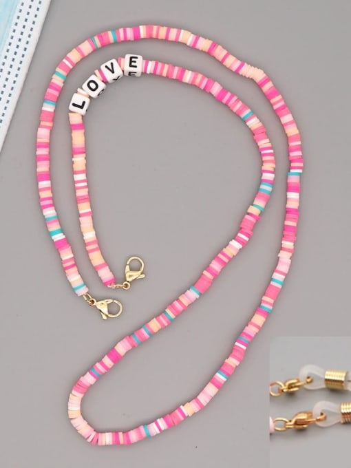 RT N200006D Stainless steel Bead Multi Color Polymer Clay Letter Bohemia Hand-woven Necklace