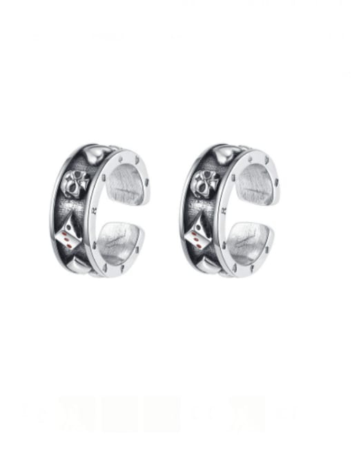 KDP-Silver 925 Sterling Silver Geometric Vintage Huggie Earring 0
