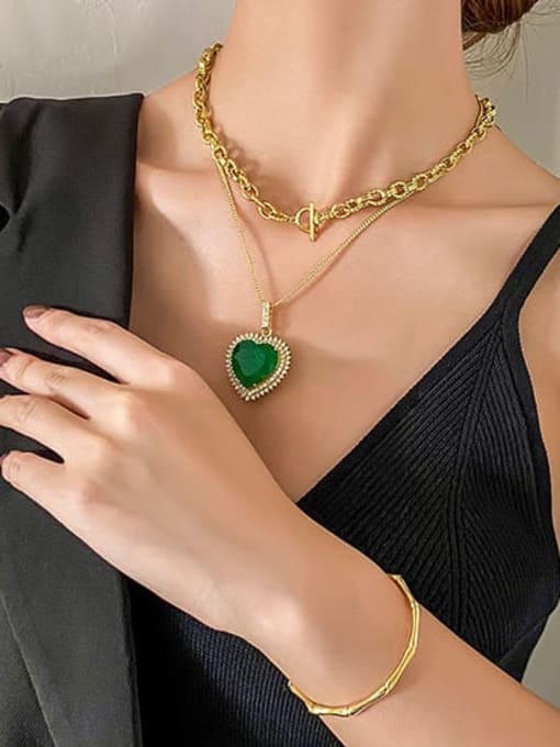 ROSS Brass Glass stone Heart Luxury Necklace 1