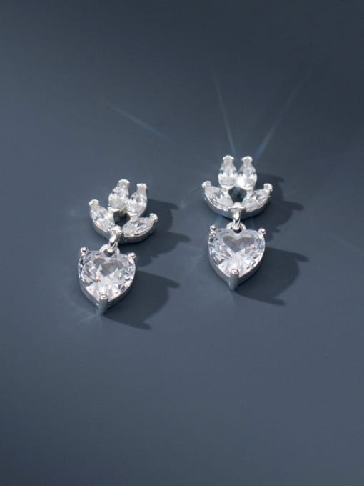 Rosh 925 Sterling Silver Cubic Zirconia Heart Dainty Stud Earring 0