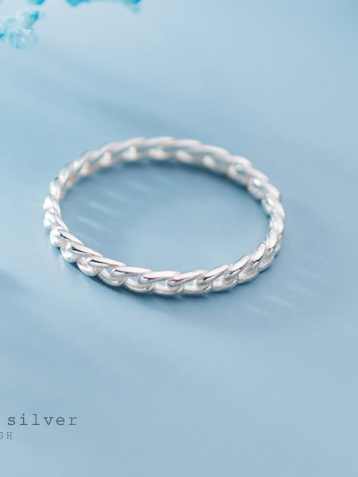 Rosh 925 Sterling Silver 925 Geometric Minimalist Band Ring 0