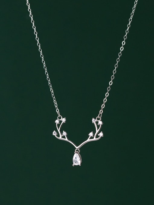Rosh 925 Sterling Silver Cubic Zirconia Deer Cute Christma Necklaces 0