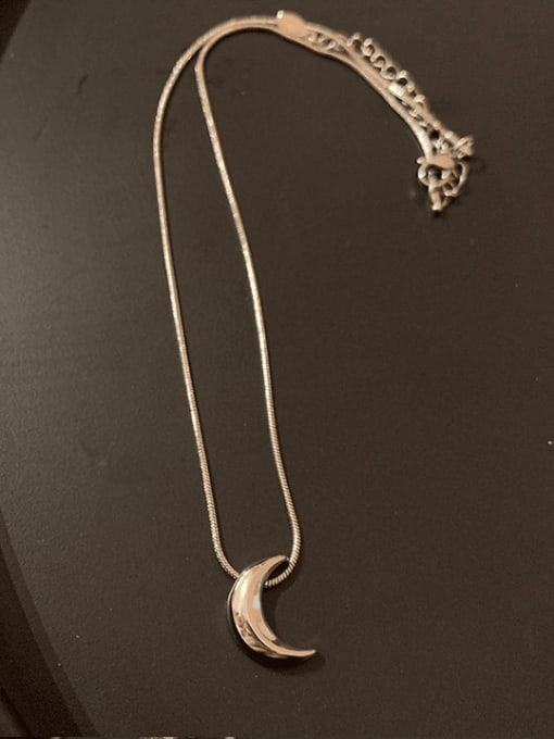 A TEEM Titanium Steel Moon Minimalist Necklace
