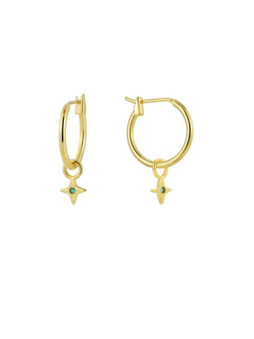 CHARME Brass Cubic Zirconia Cross Dainty Huggie Earring 0