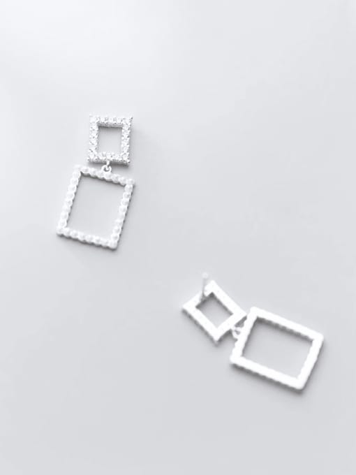 silver 925 Sterling Silver Imitation Pearl Geometric Dainty Drop Earring