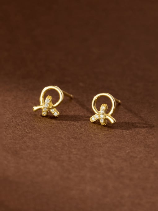 Gold 925 Sterling Silver Geometric Dainty Stud Earring
