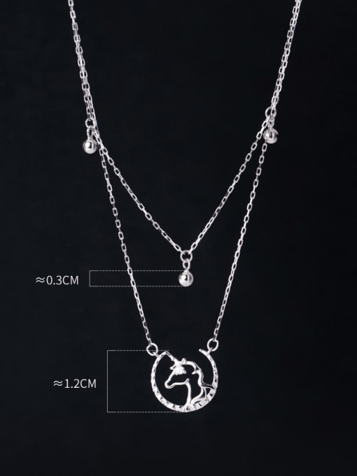Rosh 925 Sterling Silver Cubic Zirconia Moon Minimalist Necklace 4