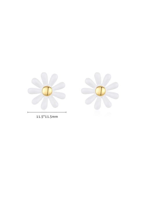 MODN 925 Sterling Silver Enamel Flower Minimalist Stud Earring 2