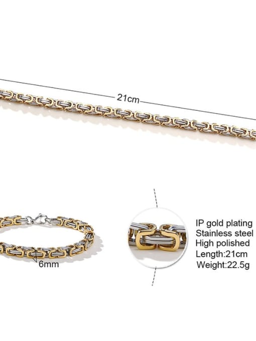 Steel gold length 21cm+ 6mm Titanium Steel Irregular Minimalist Link Bracelet