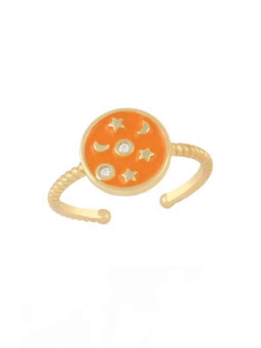 orange Brass Enamel Star Vintage Band Ring