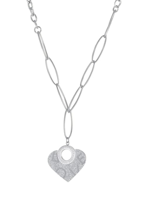 Open Sky Titanium Steel Heart Minimalist Long Strand Necklace 4