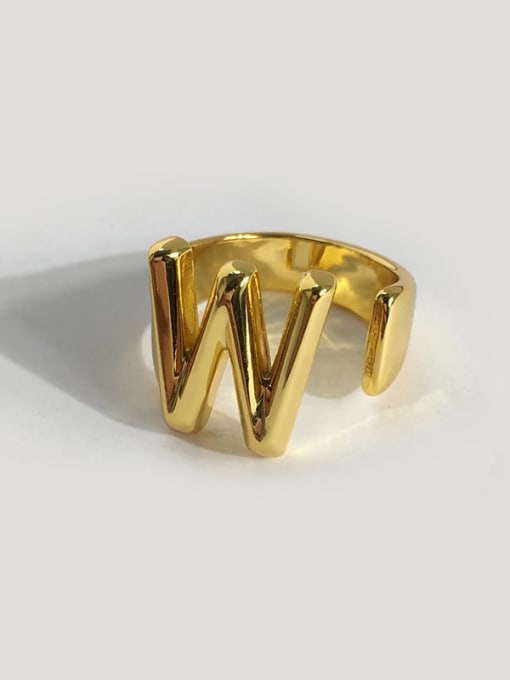 W letters Copper Letter Minimalist  Free Size Band Ring