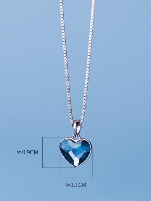 Rosh 925 Sterling Silver Glass Stone Heart Minimalist Necklace 3