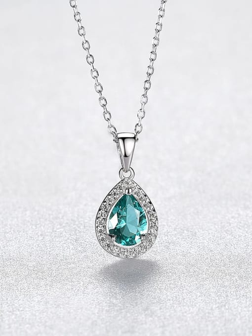 Gn 21F02 925 Sterling Silver Cubic Zirconia Water Drop Dainty Necklace