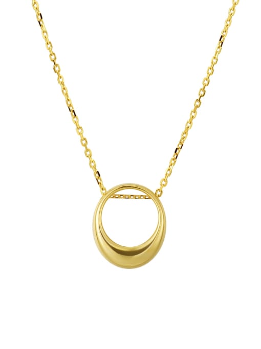 Gold Geometric Circle Hollow 925 Sterling Silver Geometric Minimalist Necklace