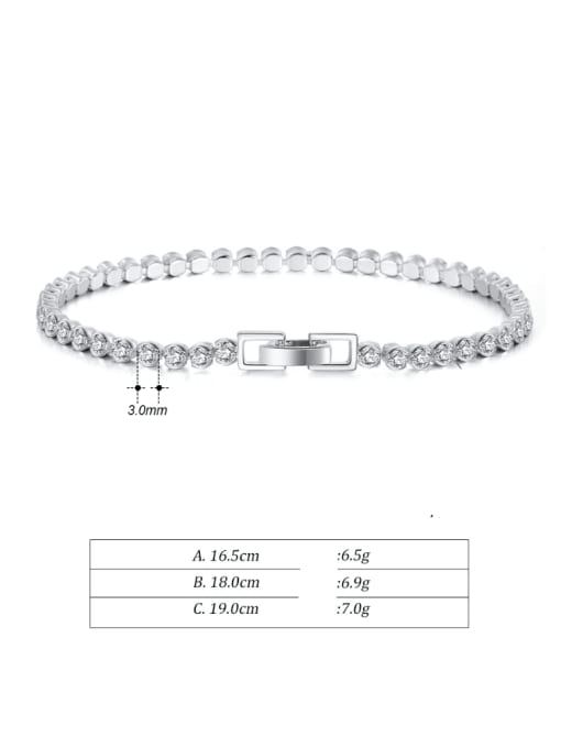Length 19cm Weight 7g 925 Sterling Silver Cubic Zirconia Geometric Minimalist Beaded Bracelet