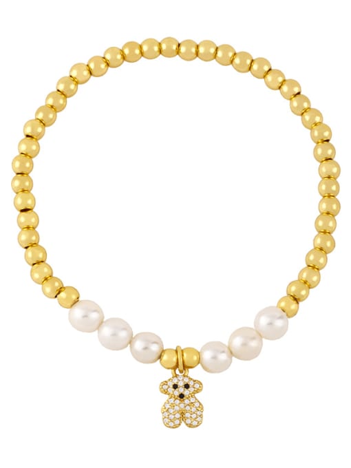 C Brass Imitation Pearl Smiley Vintage Beaded Bracelet