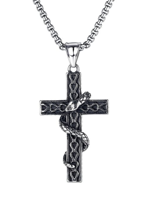 Open Sky Titanium Steel Cross Religious Hip Hop Necklace 4