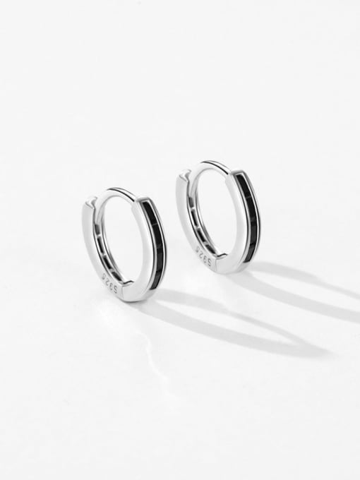 MODN 925 Sterling Silver Cubic Zirconia Geometric Minimalist Huggie Earring 2