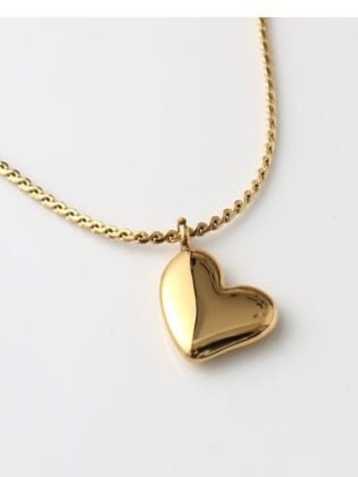 A TEEM Titanium smooth Heart Minimalist pendant Necklace 2