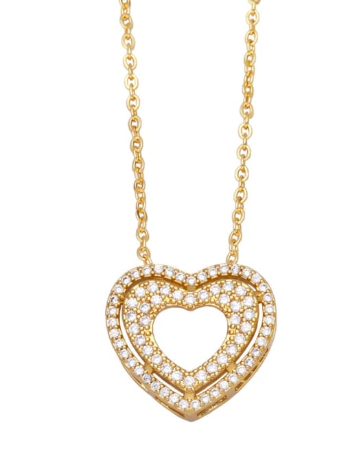 A Brass Cubic Zirconia Heart Vintage Necklace