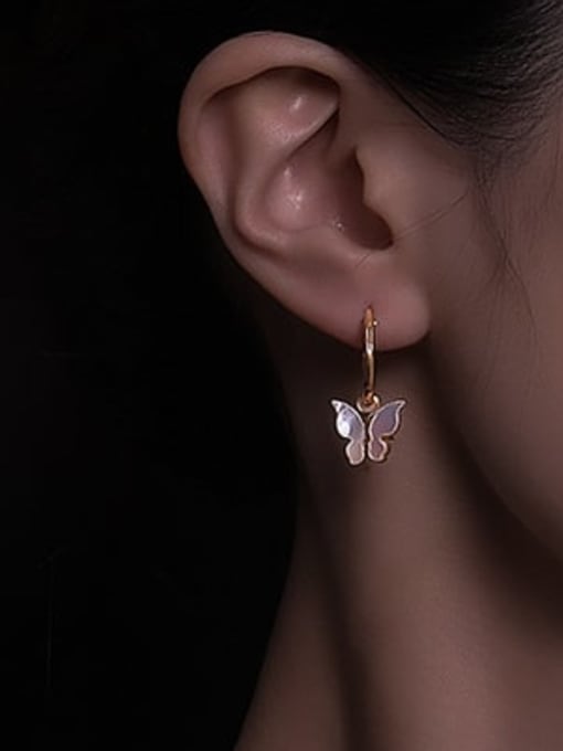 A TEEM Titanium Steel Shell Butterfly Minimalist Huggie Earring 1