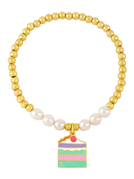 CC Brass Imitation Pearl Ball Hip Hop Beaded Bracelet 0