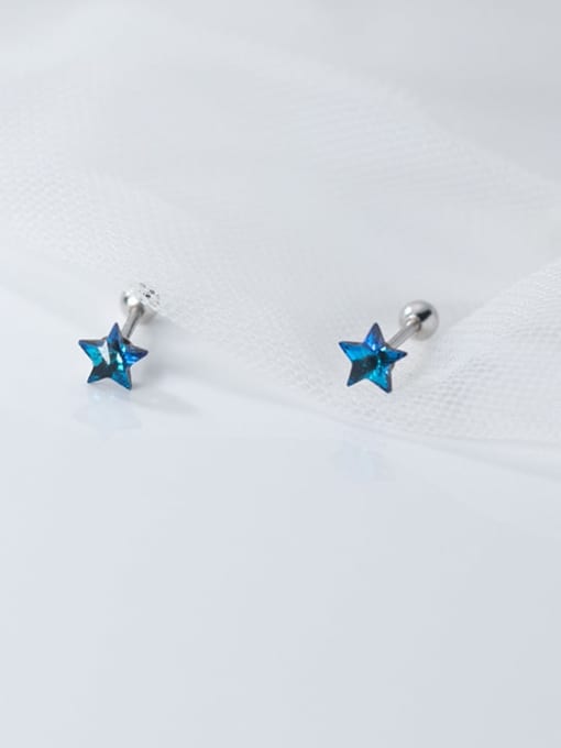 Rosh 925 Sterling Silver Crystal Star Minimalist Stud Earring 1