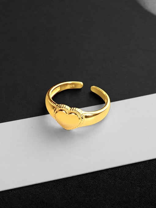 RS706 【 Gold 】 925 Sterling Silver Heart Minimalist Band Ring