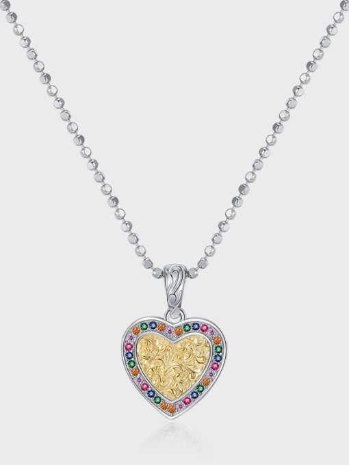 KDP1820 (set chain) 925 Sterling Silver Cubic Zirconia Heart Classic Necklace
