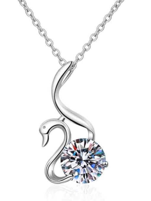 MOISS Sterling Silver Moissanite Swan Dainty Pendant Necklace 2