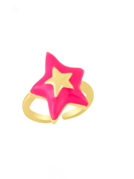 CC Brass Enamel Five-pointed starTrend Band Ring 2