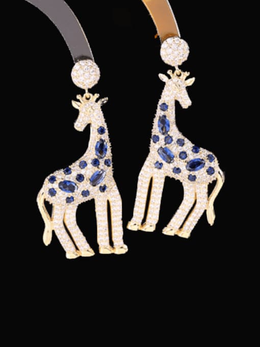 Luxu Brass Cubic Zirconia Deer Statement Cluster Earring 1
