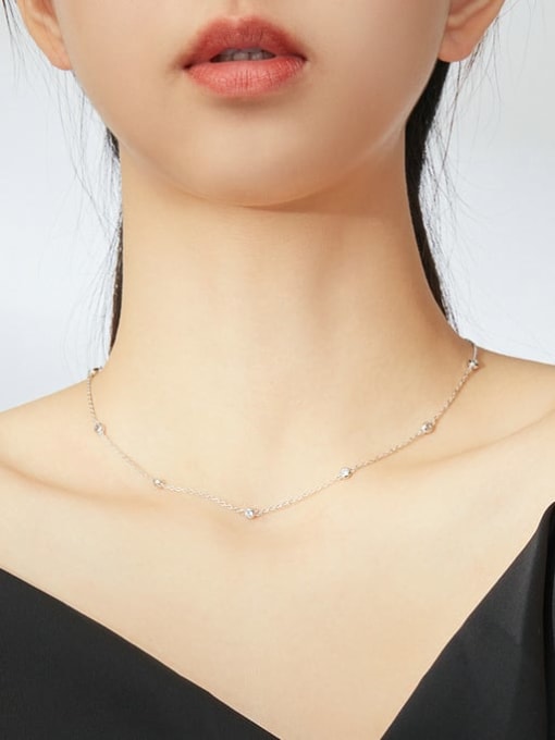Jare 925 Sterling Silver With  White Gold Plated Minimalist  Clavicle Necklaces 1