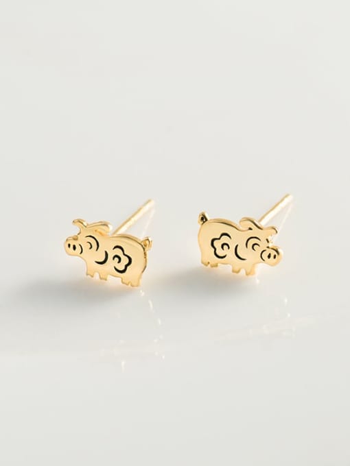 14k Gold Earrings 925 Sterling Silver Cute Pig  Pendant Necklace