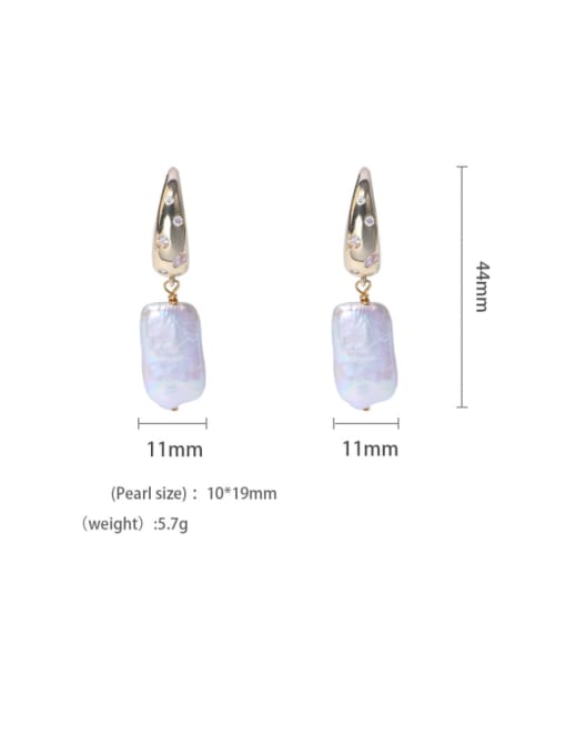 RAIN Brass Freshwater Pearl Geometric Minimalist Drop Earring 3