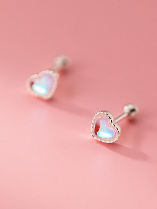 Rosh 925 Sterling Silver Opal Heart Cute Stud Earring 3