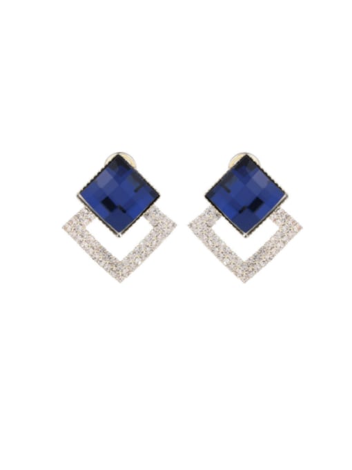 blue Brass Cubic Zirconia Geometric Luxury Earring