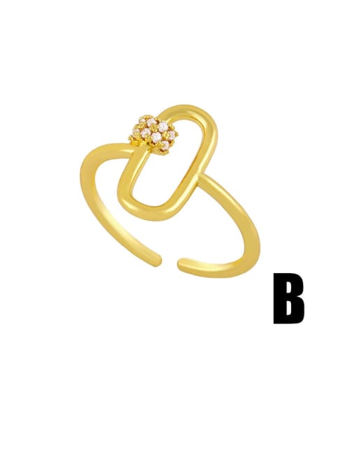 B Brass Rhinestone Snake Hip Hop Band Ring