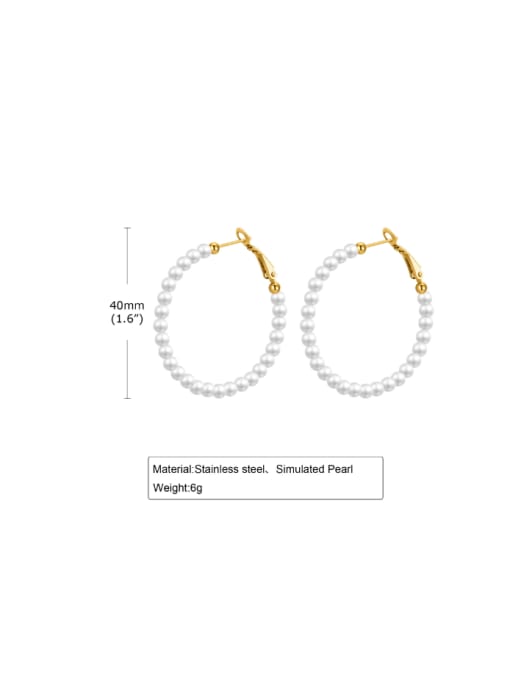 40mm diameter Stainless steel Imitation Pearl Geometric Minimalist Hoop Earring