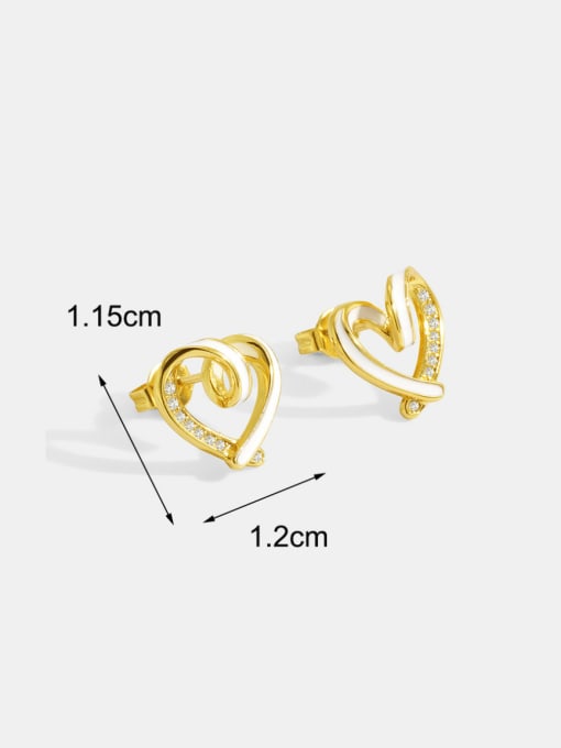 CHARME Brass Enamel Heart Minimalist Stud Earring 2